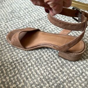 Brown Ankle-Strap Low Block Heel Sandals - Women's